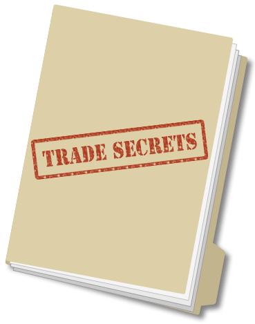 File folder shown stamped with Trade Secrets
